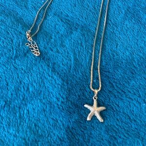 Starfish Pendant Necklace Gold Rhodium Necklace Hypoallergenic